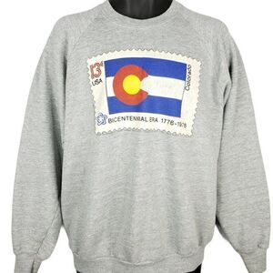 Colorado State Flag Stamp Sweatshirt Vintage 90s Bicentennial Made In USA Mens